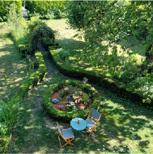 Vue plongeante sur le jardin